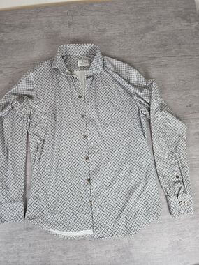 Emanuel Berg Modern Fit Button Down Shirt Men’s Medium Pattern